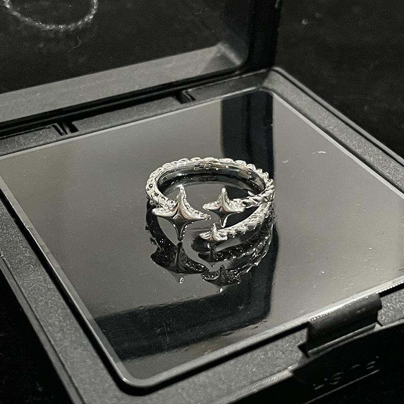 

Star Plain Circle Open Ring Cold Wind Star Necklace High-End Stud Earrings Niche Design Set Female Tide