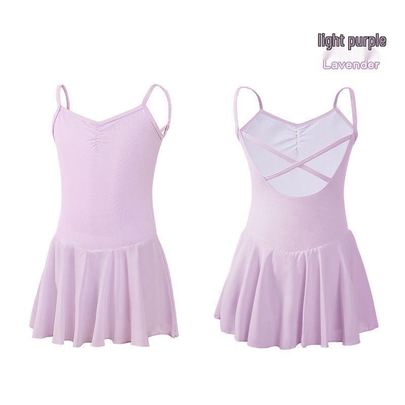 Girls  Summer Spaghetti Strap Chiffon Dance Dress for Latin & Chinese Art Exam 105