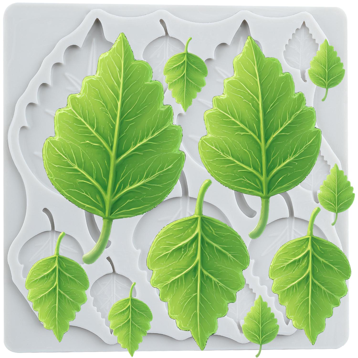 

Leaf Silicone Molds Leaves Fondant Mold Cake Decorating Tools Cupcake Topper Chocolate Candy Craft Gum Paste Polymer Clay серый