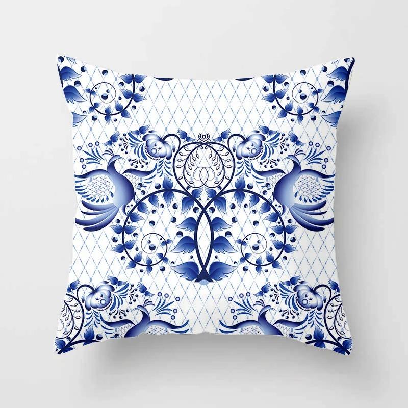 Office Living Room Home Pillowcase Luxury Geometric Blue Print Pillowcase Car Ornaments