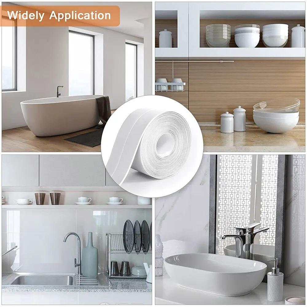 PVC Waterproof and Mildew-Proof Tape for Kitchen and Bathroom, Corner Filling Line Stickers, Sink Edge Seal Strip