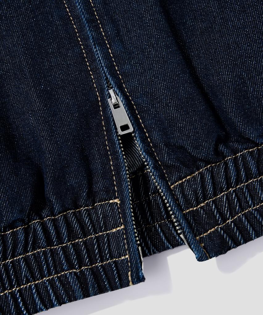 Agod Washed Crop Zip-Up Denim Jacket [Raw Indigo]