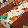 Thanksgiving Party Table Runner Pumpkin Sunflower Print Stain-Proof Reusable Table Protection Decoration Hotel Prom Banquet Table Runner