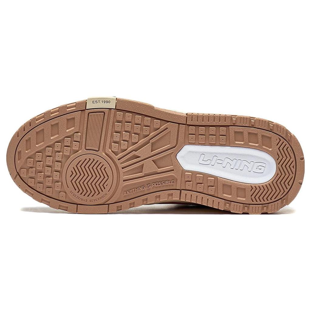 Li Ning We Wu Rutschfeste Stoßdämpfende Mid-Top Skateschuhe Damen Skateschuhe Beige Braun AGCT224-2