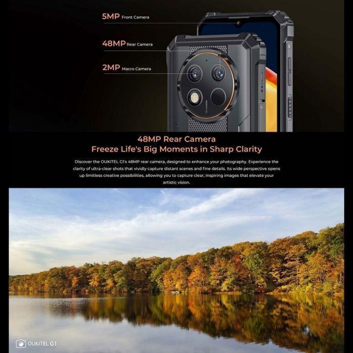 OUKITEL G1 Robustes Mobiltelefon 24GB+256GB 6,52" 10600mAh Robustes Smartphone 48MP Kamera Dual-SIM 4G NFC/GPS/IP68 Schwarz