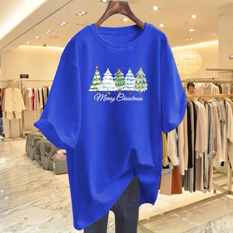 

Женская хлопковая футболка свободного кроя с коротким рукавом и принтом букв - Летняя коллекция M