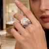 An Elegant and Sweet Enamel Rose Flower Stretch Ring for Women, a Holiday, Birthday, Date, Prom, Banquet, Party, Vacation, Shopping