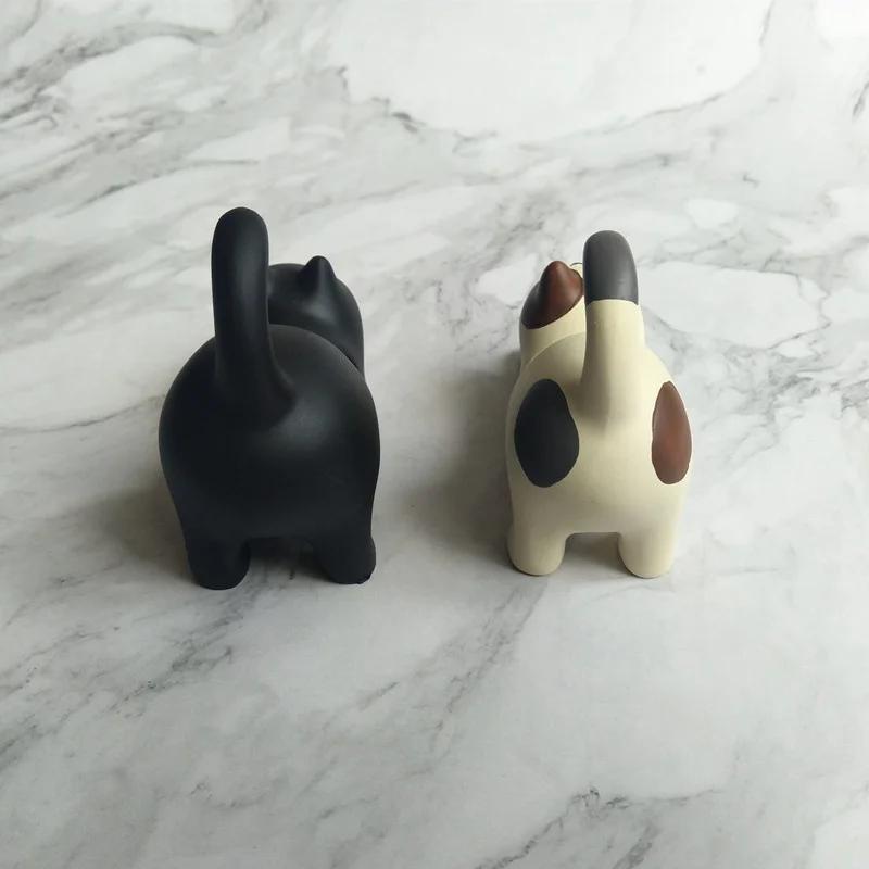 Cute Lazy Bracket Cat Shape Resin Phone Holder Desktop Stand Fixing Mini Portable Multi-functional Holder On Car or Desk Decorat