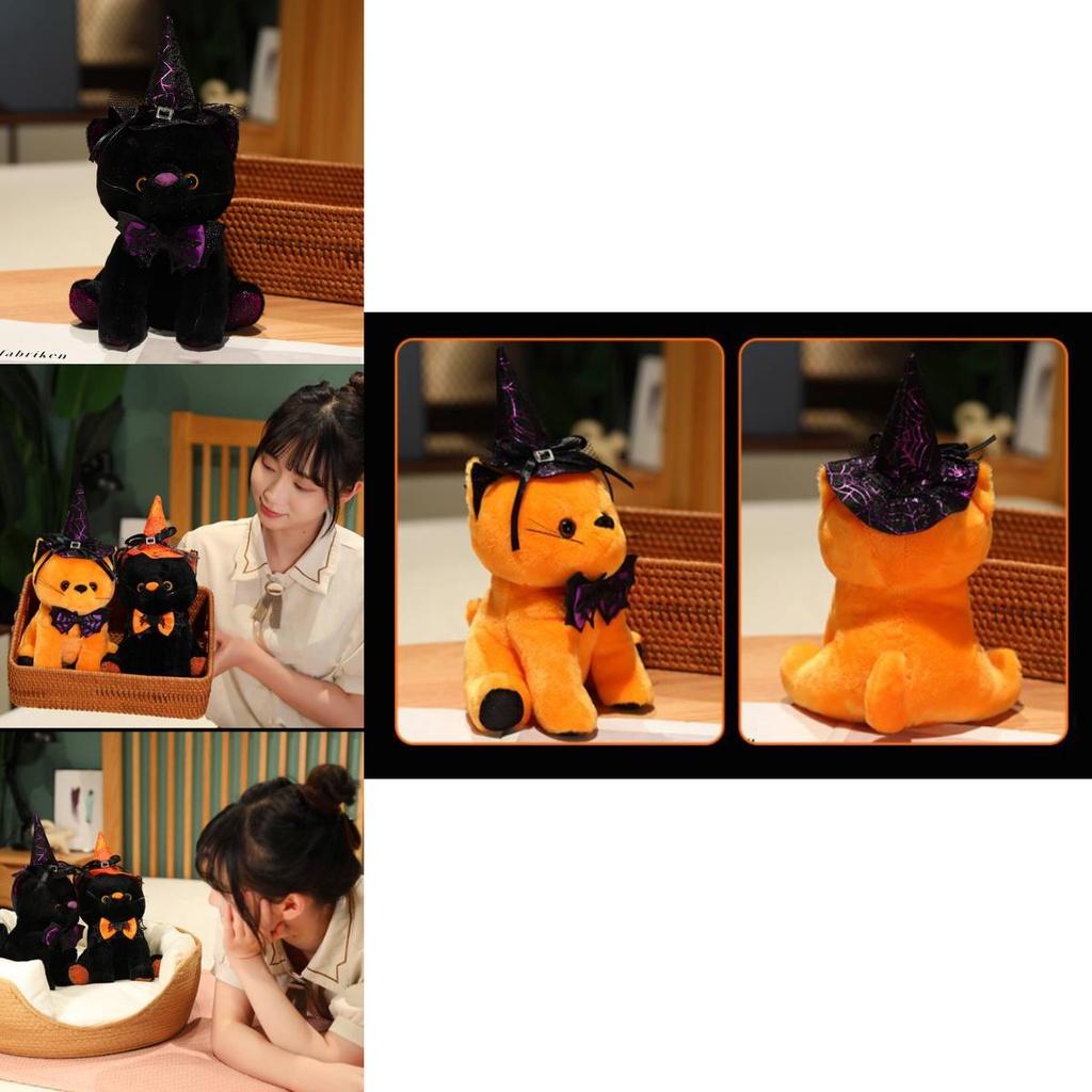 Halloween Ghost Black Cat Party Decoration Plush Toy Kids Stuffed Animal Prop Cat Doll