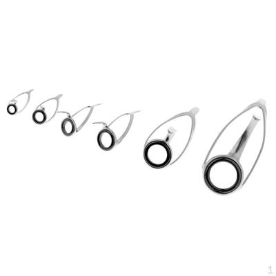 6Pcs Ceramic Ring Eyes Fishing Rod Guides Line Stainless Steel