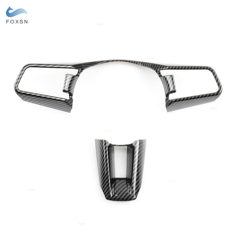 2 Pcs Car Interior Steering Wheel Cover Trim Sticker Accessories Carbon Fiber Texture For Porsche Cayenne