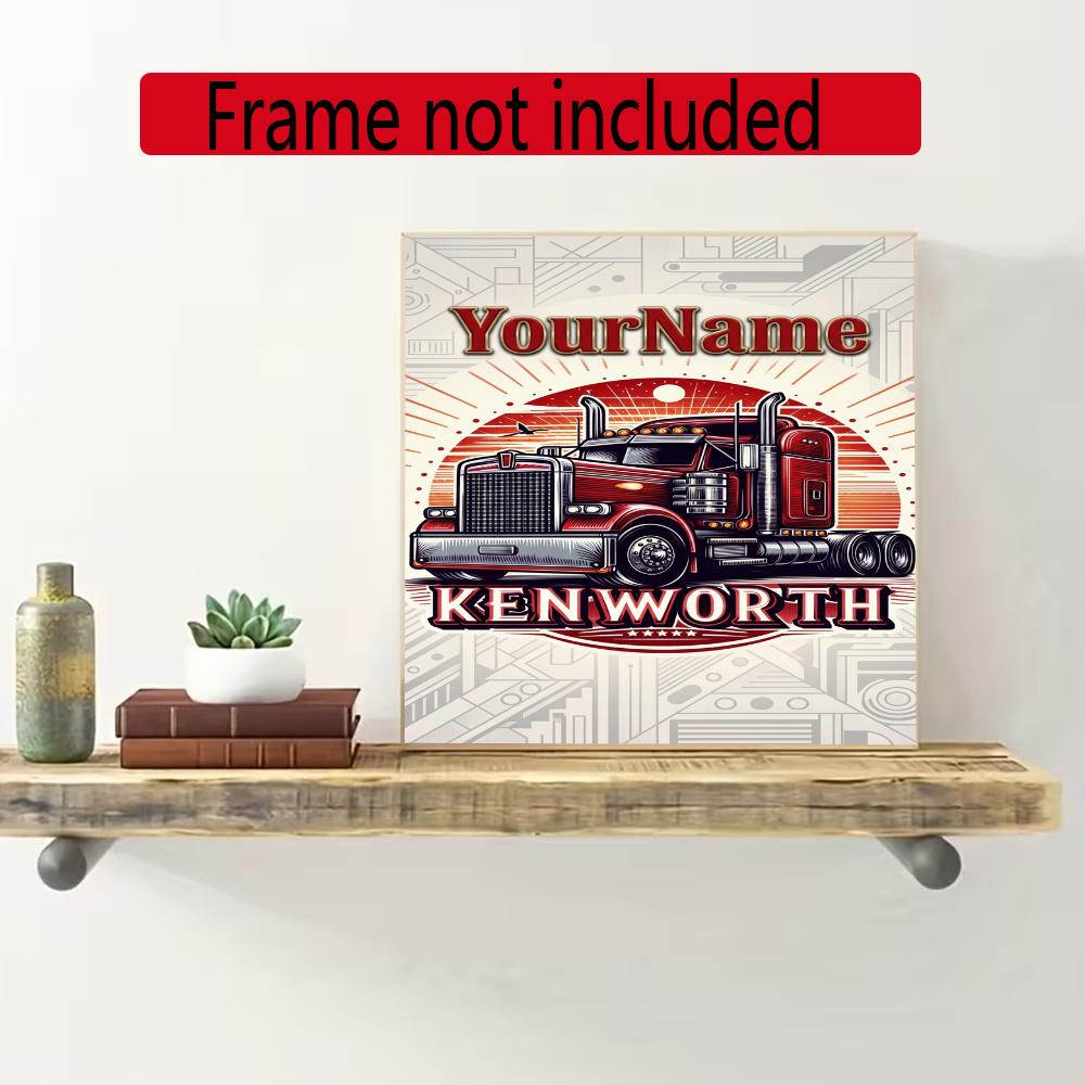 Peterbilt Heavy Trucks Customize Your Name Diamond Painting Round Diamond Diy Frameless Holiday Artwork Suitable For Home Office Wall Decoration