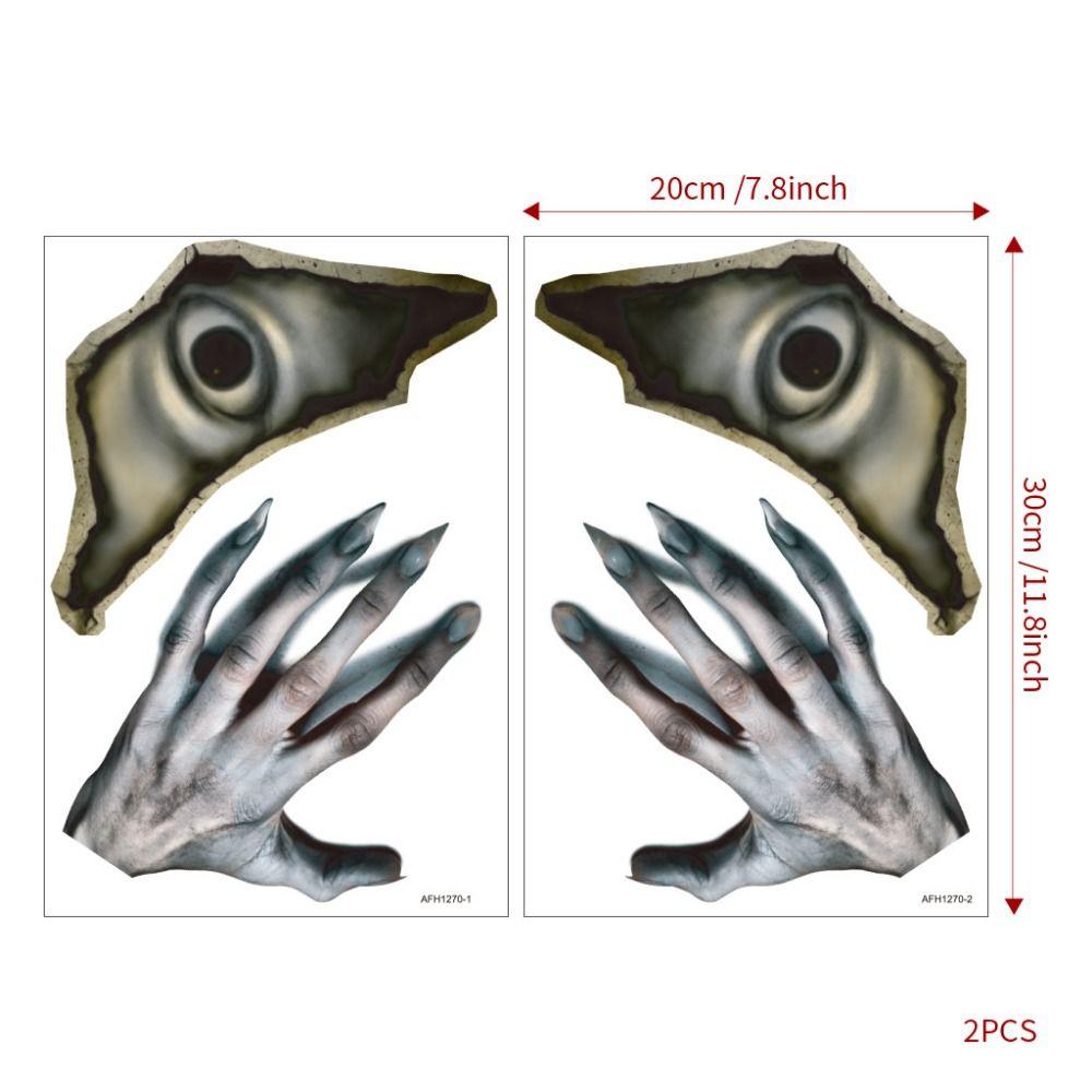 

2Pcs/set DIY Skeleton Hand Decal Waterproof One-eyed Halloween Sticker Wall Stickers style 1