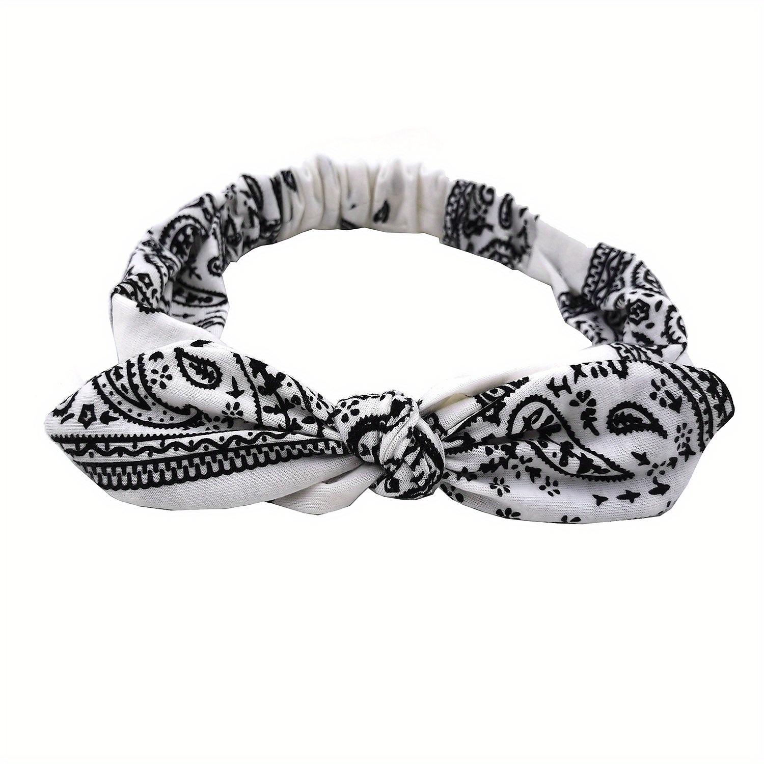 

Винтажные эластичные повязки для волос с крестообразным узлом, банданы, тюрбаны, волосы для девочек, аксессуары для волос, мягкие повязки для волос с принтом пейсли в стиле бохо для женщин белый