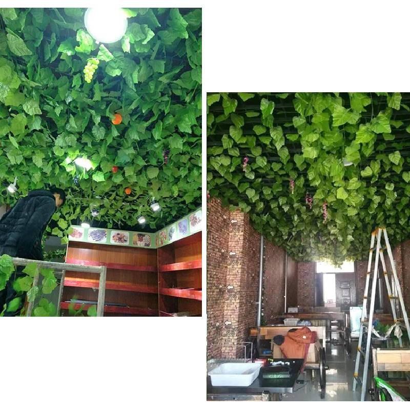 Realistic Artificial Grape Vine Leaves Ceiling Decor Faux Ivy Plants Greenery