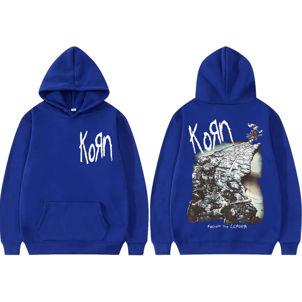 Rock Band Korn Ftl 25 Follow The Leader Merch Hoodies Fashion Vintage Hooded Sweatshirts Men Women Casual Oversized Pullovers