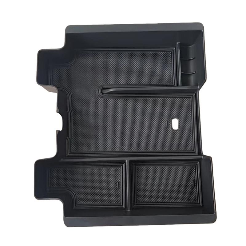 For GMC Sierra 2500HD 3500HD Silverado 1500 Center Console Armrest Organizer Tray Durable ABS Black Storage Box With Divider