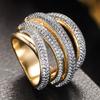 Huitan Stylish Rings with Multi-layer Cross Design Charming Modern Accessories for Women Versatile Chic Bright Jewelry for Party