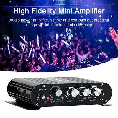 ST-838 2.1-Kanal-Verstärker Aluminiumlegierung HiFi Leistungsverstärker Bass- und Höhenregelung Stereo-Audioverstärker für Auto Heimgebrauch