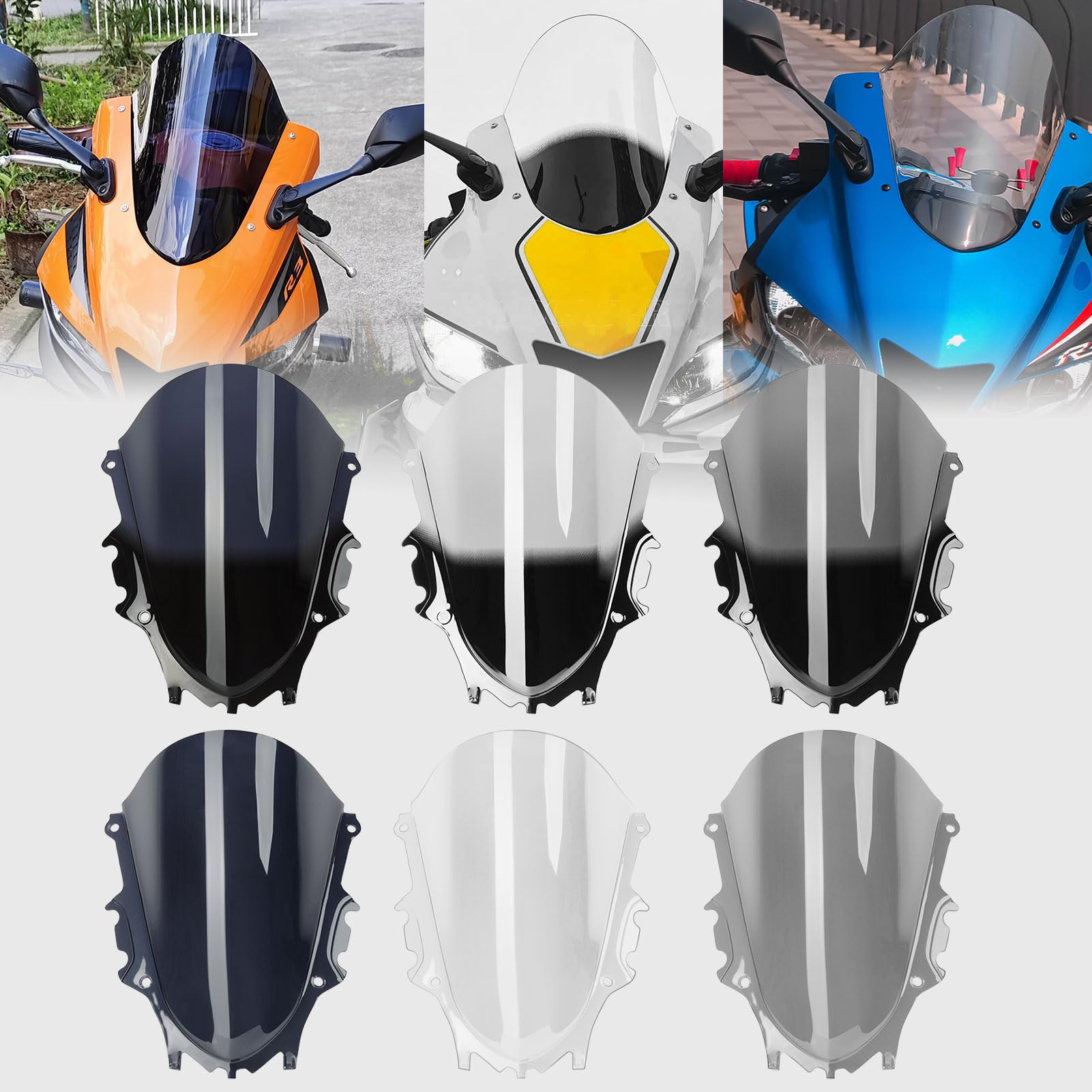 WOOGA Авто Байямаха YZFR3 YZFR25 Ветровое стекло Двойное Пузырьковое Ветровое Стекло Экран Ветрового Стекла Легко Установить
