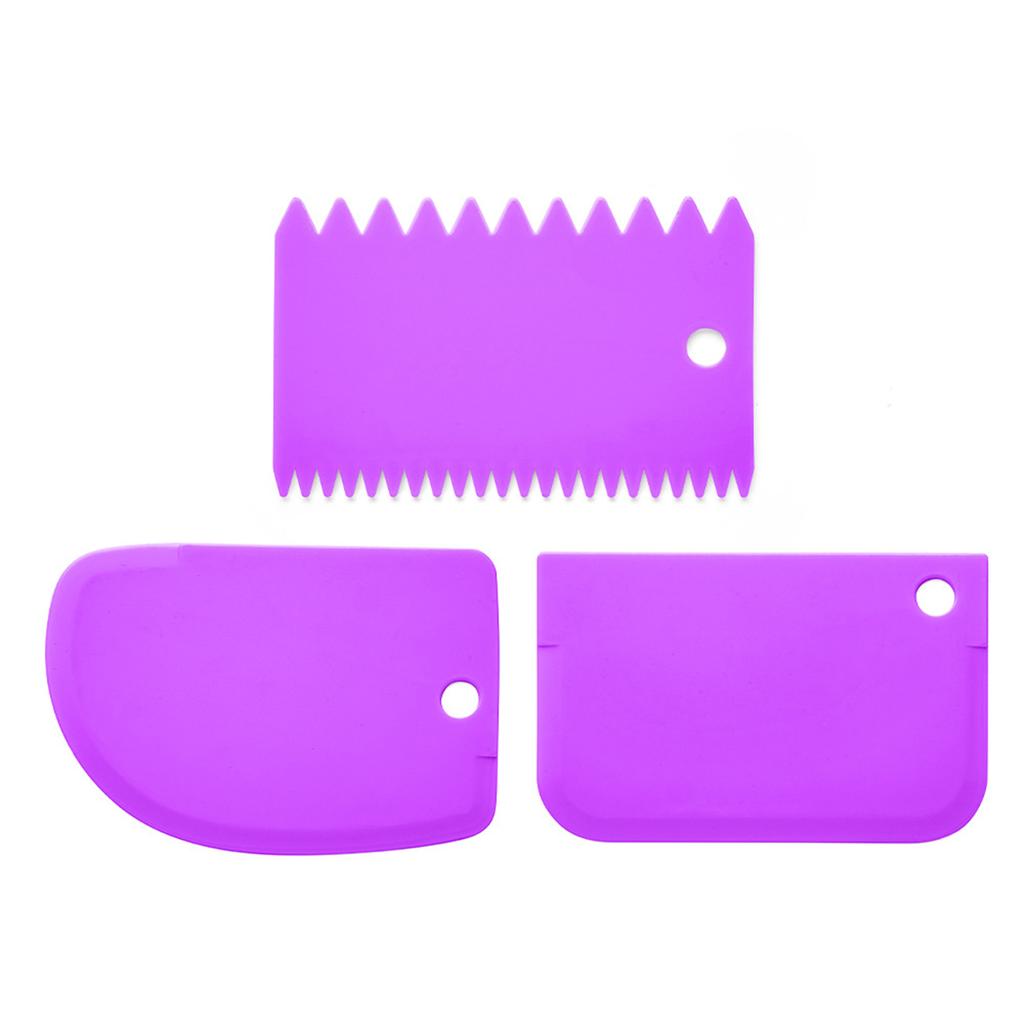 3Pcs Cream Scraper Suit DIY Kitchen Straight Arc Tooth Shape Cream Bread Cutter Plastic Cake Pasty Scraper Baking Fondant Tools