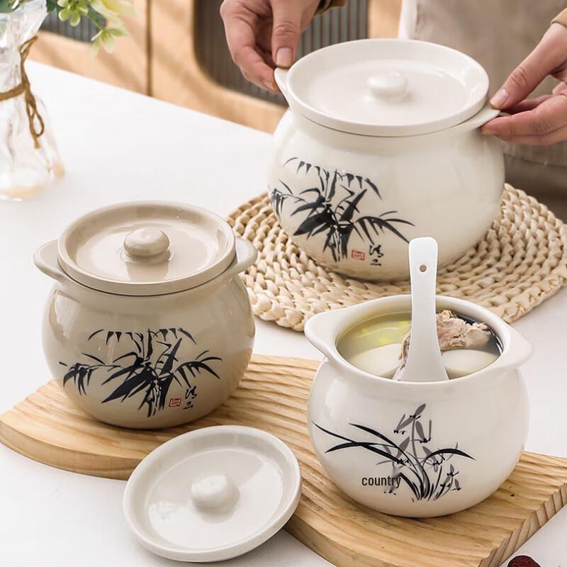 Jinlan Chun Ceramic Double Boiler Stew Pot