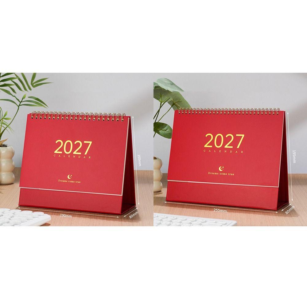 Paper 2027 Desk Calendar Spiral Binding Flip Calendar Durable Academic Planner Office Desk