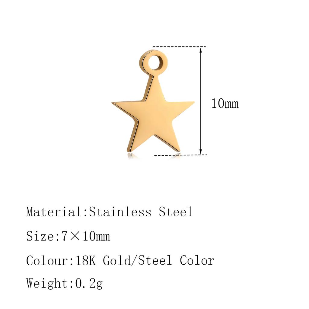 5PCS Mini Star Moon Charms For Making Necklace Bracelet Pendants Findings stainless steel Flower Love Charm DIY Handmade Jewelry