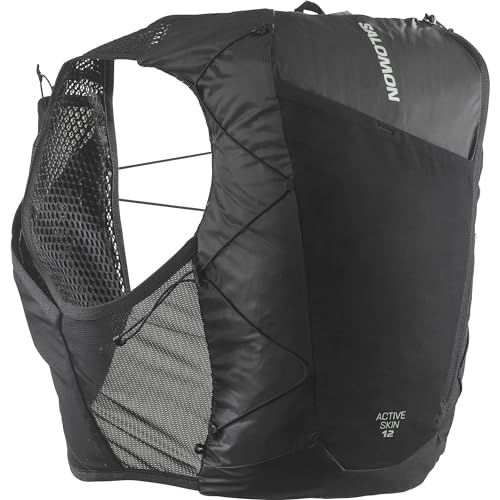 SALOMON Hydration Vest Rucksack Backpack ACT SKIN 12 NO FLASKS (Active Skin 12 No Flask) BLACK / METAL XL