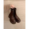 Round Head Rear Zipper Thick Bottom Thin Short Boots Women's Autumn and Winter New Korean Version High Thick Heel Short Tube Muffin Elastic Boots