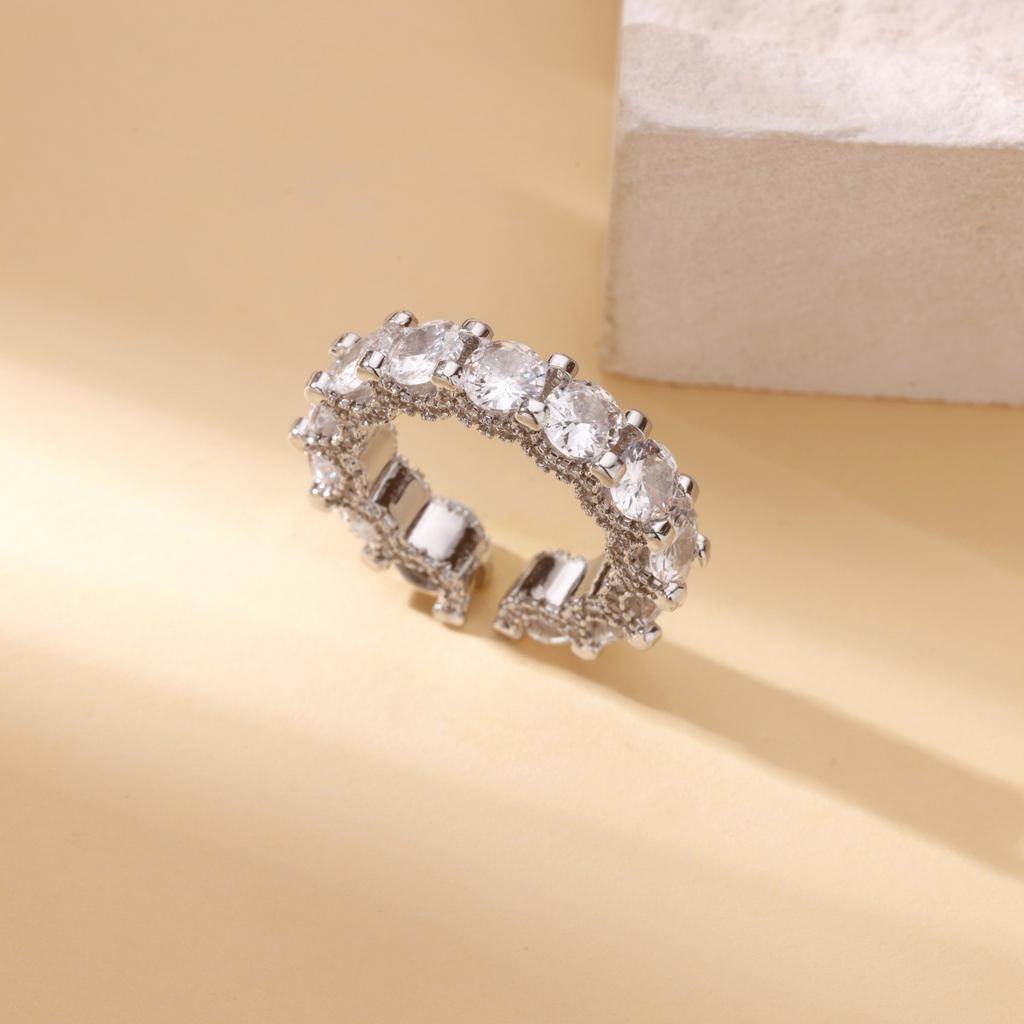Wind High-end Female Luxury Ring Does Not Fade Zircon Ring Opening Retro Pair Ring Ring Hot-selling
