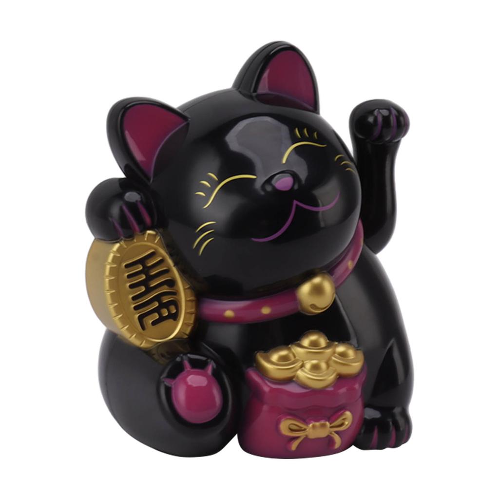 5.5in Electric Waving Arm Fortune Cat Decorative Cute Plastic Cat Ornaments for Cashier Desk