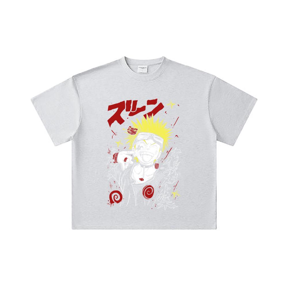 260 GSM Double Yarn 32 Count 100% Cotton Naruto V17 Print Unisex Heavy Cotton T Shirt