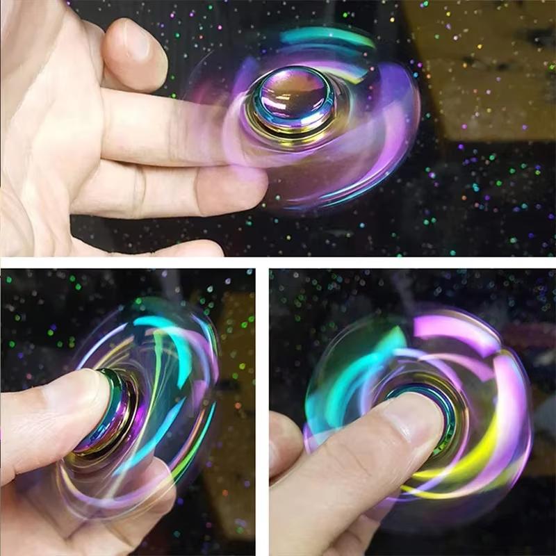 Metal Fidget Spinner Rainbow Color Hand Spinner Edc Focus Stress Relief Toy Anxiety Relief Fidget Spinner Toy For For Kids Adult