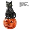 Black Cat Pumpkin Figurine, Resin Halloween Desktop Ornament, Cute Dark Fun Style Decoration for Home Windows Office Party