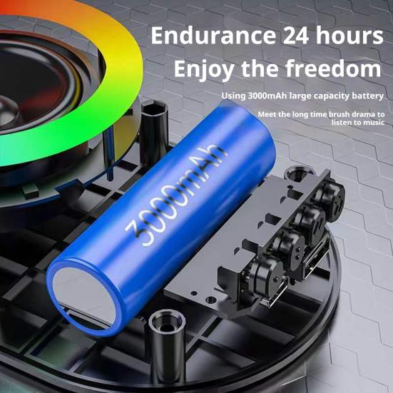 Cep Telefonu Standı 360 Derece Dönebilen Kablosuz Ses Bluetooth Uyumlu Hoparlör Telefon Tutucu Renkli Ortam Işığı ile