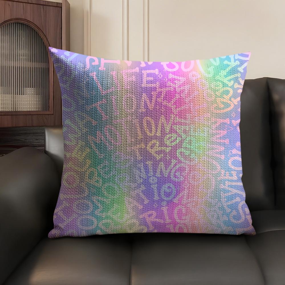 English Letters Fashion Cushion Cover Natural Linen Organic Fabric Double-Sided Printing Sofa Home Decor Gift Pillow Case