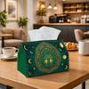 1pc Celtic Tree Motif Tissue Box | Multi-functional Napkin Dispenser, Two Sizes Available Suitable for Home, Parties, Car Decoration Green Golden Myst