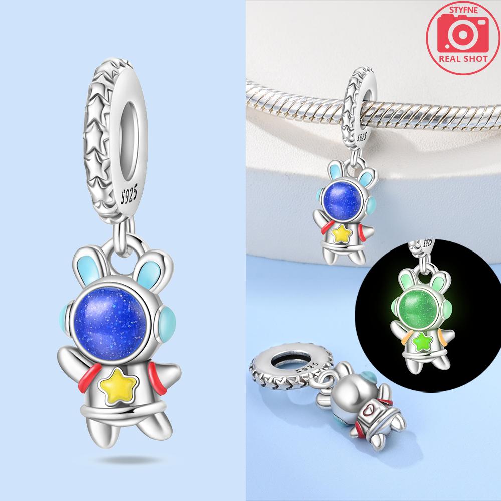 copper Authentic Starry Sky Astronaut Pink Star Shape Pendant Bracelets Musical Charm Ice Cream Bead Charms Compatible With Bracelets Women Diy Gift