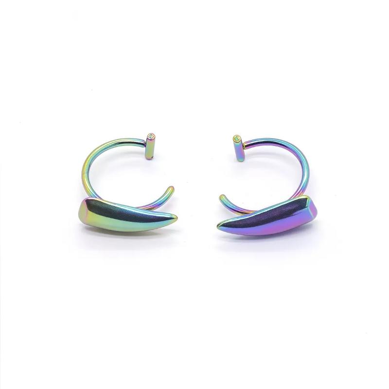 Punk 1Pair Stainless Steel Personalised Sharp Teeth Fake Piercing Lip Ring Exaggerated Jewelry For Women Gothic Body Jewelry