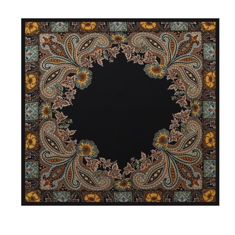 Bohemian Women Muslim Hijab Bandana 90*90cm Print Silk Headkerchief Satin Square Scarf Office