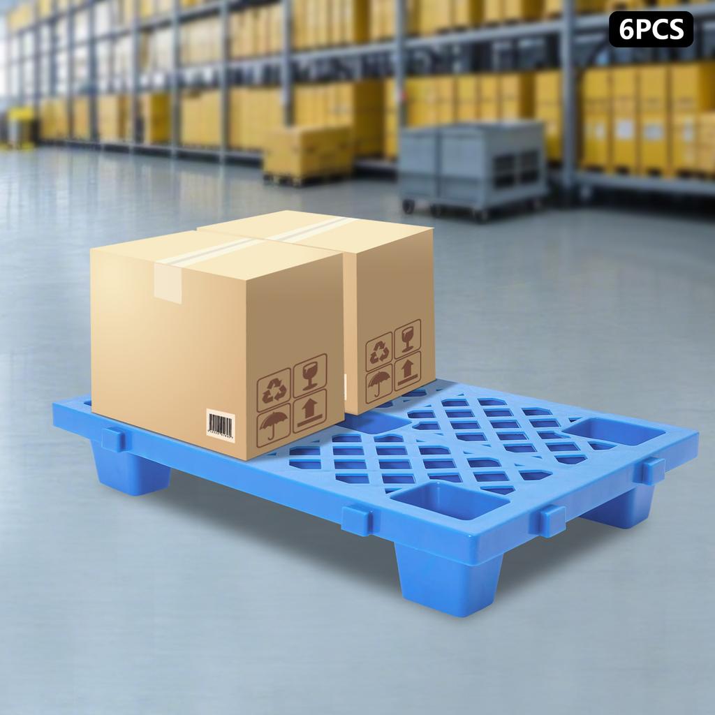 6 Stück ineinandergreifende Kunststoffpaletten, 100 kg Tragfähigkeit pro Palette, 60x40x10cm Lagerstapelpaletten, Wasserdichte Bodenfliesen