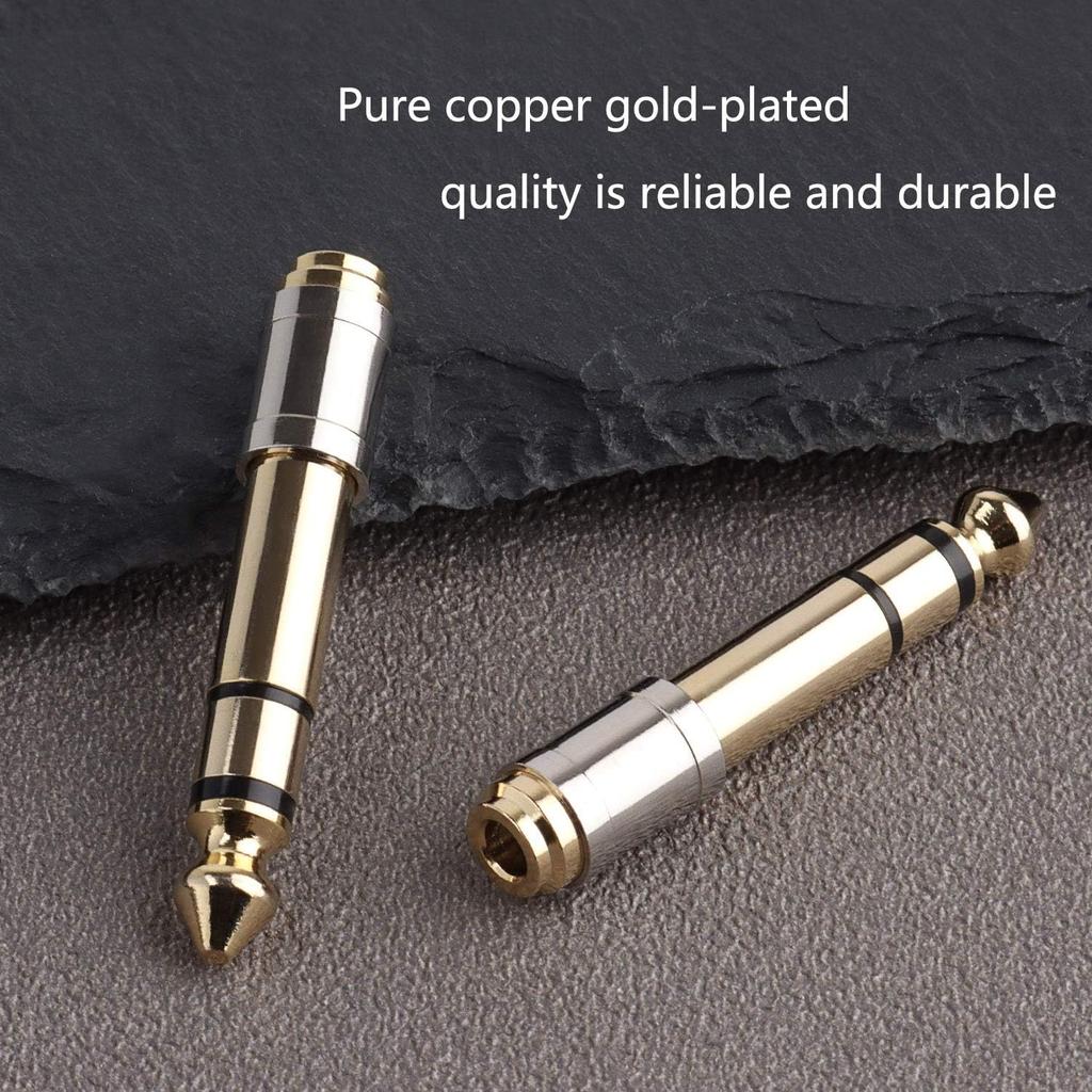 PASOW 1/4'' Male to 1/8'' Female Stereo Headphone Adapter 6.35mm to 3.5mm Audio Adapter Pure Copper for Headphone, Amplifier, Guitar, 2 Pack