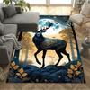 Floral Deer Rug Home Carpet Non Slip Office Decor Gift Living Room Bedroom