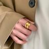 Wide-sided Double-layer Circle Ring, Titanium Steel Plating, Non-fading Retro Ring, Women's Fashion Ins