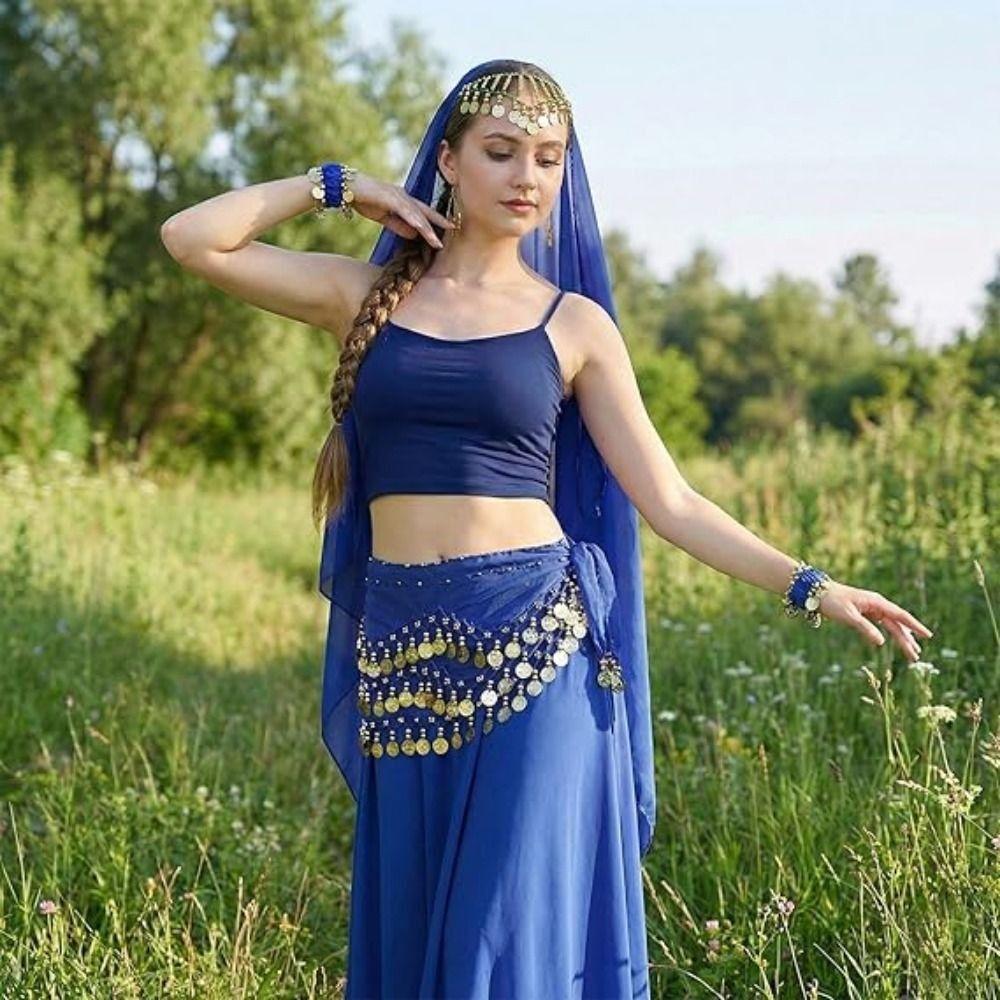 Coin Wrist Bracelets Women's Belly Dance Outfits Dance Costume Set Stage Performances