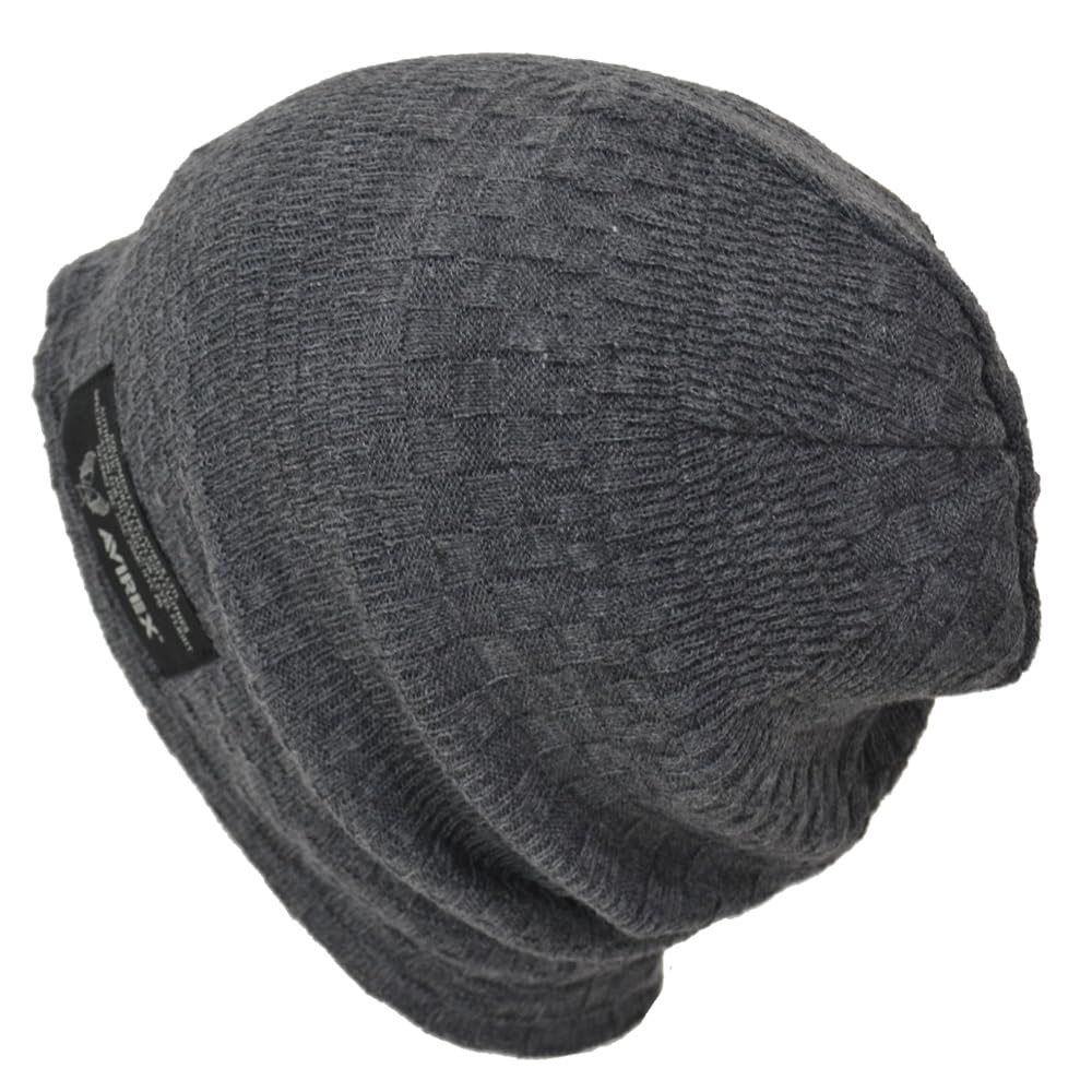 AVIREX Knit Cap Beanie Dark Charcoal (Type A, (Jacquard Knit))