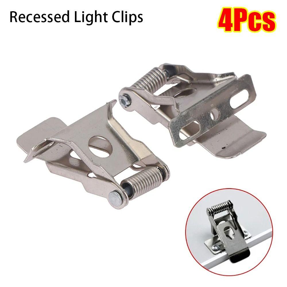 4 Bucăți Clipsuri Metalice pentru Spoturi Încastrate cu Arc cu Suport Clipsuri de Montaj Lampă Plafon Argintii cu Trei Găuri Clipsuri cu Arc pentru Montaj Iluminat