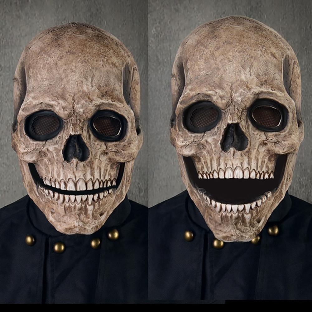 Halloween Animated Talking Mask Glowing Green Eyes Skull Mask Animated Moving Jaw Skull Realistic Halloween Prop Full Head Halloween Skull Mask