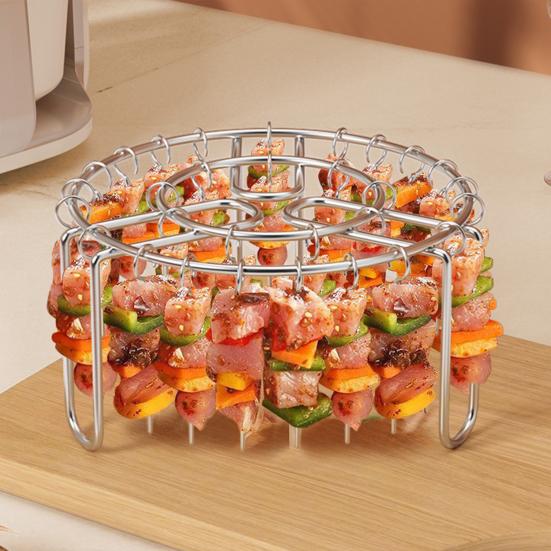 Nerezový stojan do horkovzdušné fritézy Vertikální stojan na špízy pro rožnění Univerzální vložka do grilu pro horkovzdušnou fritézu Příslušenství pro horkovzdušnou fritézu